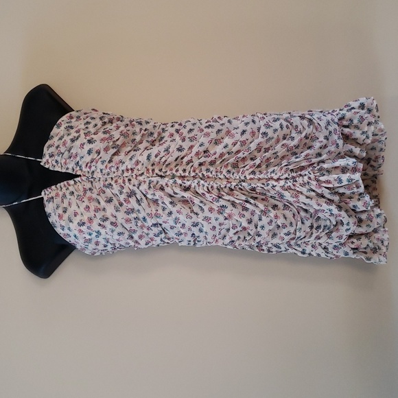 ZARA Strapless metalic thread draped print dress - Picture 5 of 13